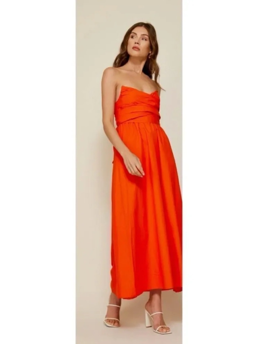 Line & Dot Bright Orange Maxi Dress